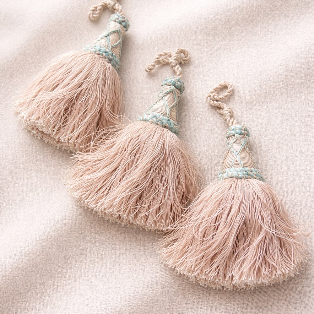 HOULES  Paris Tassel Tiebacks Set of 3 Mauve Turquoise Curtain  Luxury Trim